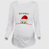 Pregnant Woman Christmas Long Sleeve T-Shirt | Santa Baby Print | Side Ruched Maternity Top | Pregnancy Clothes Tee