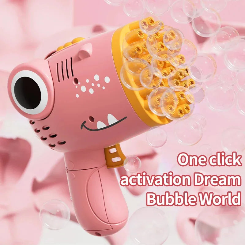 40-Hole Dinosaur Bubble Machine — Continuous Bubble Maker for Kids, Parties & Weddings (Bubble Solution & Batteries Not Included)