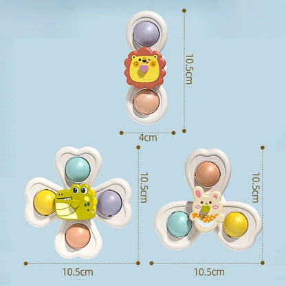 3Pcs Suction Cup Rotating Toy for Babies – Hand-Eye Coordination Educational Training, Bath and Travel Toy, Birthday or Christmas Gift