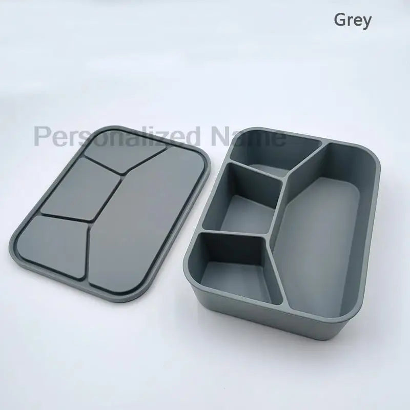 Silicone Lunch Box with 4 Compartments – Leakproof Adult & Children's Lunch Box, Interlayer Food Container for Meals