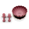Personalized 3-Piece Silicone Kids Tableware Set Bowl Fork Spoon BPA-Free Suction Plate Microwave & Dishwasher Safe