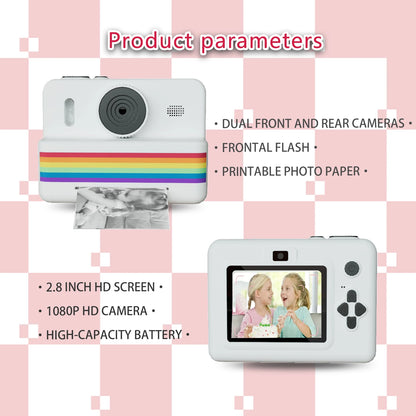 Digital Kids Camera with 2.8-Inch Screen, Portable Thermal Instant Print, HD Photo and Video Toy