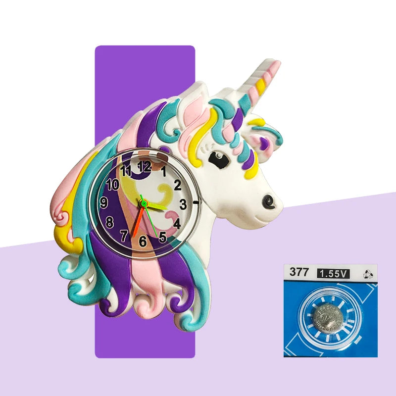Children’s Cartoon Watch for Ages 2-14 Boys and Girls Soft Silicone Slap Bracelet Student Wristwatch