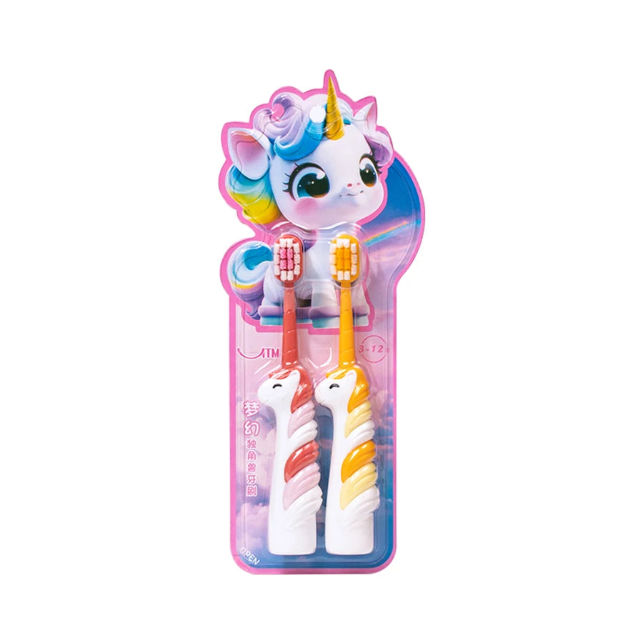 2/4 Cartoon Children’s Toothbrushes for Kids Aged 3-12 Years Old, Unicorn Children’s Toothbrushes, Soft Bristles Care for Baby