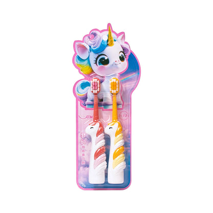 2/4 Cartoon Children’s Toothbrushes for Kids Aged 3-12 Years Old, Unicorn Children’s Toothbrushes, Soft Bristles Care for Baby