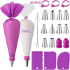 Reusable Silicone Piping Bags and Stainless Steel Nozzle Cake Decorating Set
