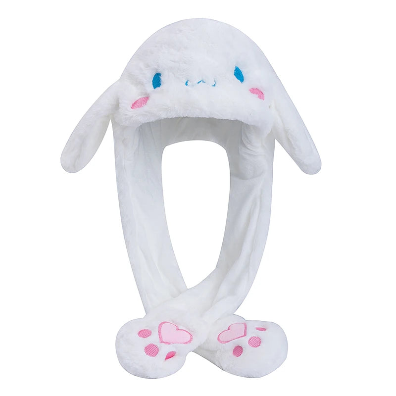 MINISO Cute Bunny Ear Plush Beanie - Moving Rabbit Ears Winter Knit Hat for Women & Girls, Fits 55–60 cm (21.7–23.6 in)