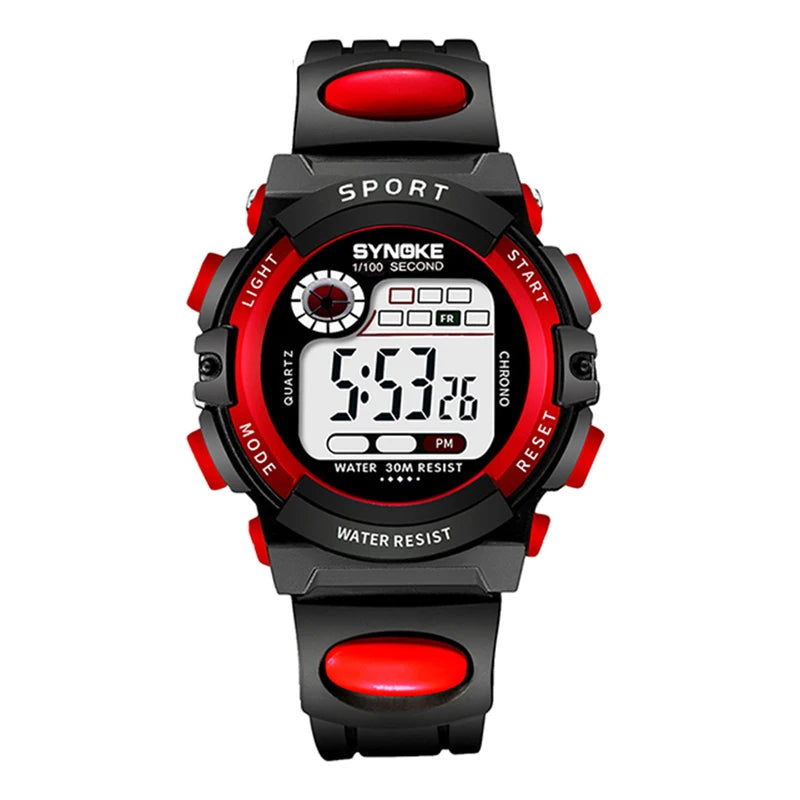 Electronic Children’s Sport Watch Colorful LED Digital Clock 3ATM Waterproof Alarm Wristwatch for Boys and Girls