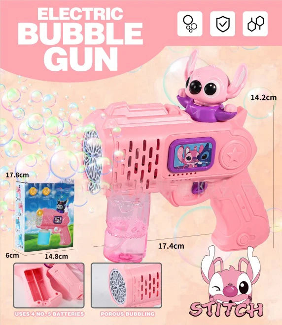 MINISO Hello Kitty Battery-Powered Bubble Gun Toy - Rocket Launcher Bubble Machine (Requires 4 AA Batteries, No Bubble Solution Included)