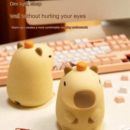 Cute Cartoon Capybara Night Light Battery Operated Dimmable Sleep Lamp for Kids Room Decor