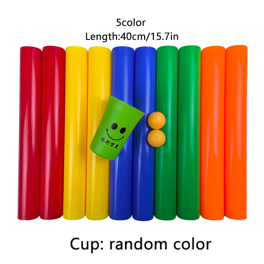 Cooperative Team-Building Track Game – Outdoor/Indoor Kids & Adult Party Set, 5 Half-Pipes + 2 Ping Pong Balls, 40 & 50 cm (15.7 & 19.7 in)
