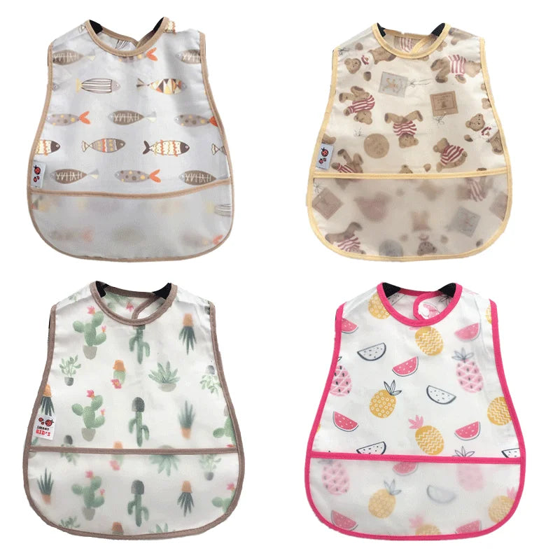 2023 New Cartoon Pattern EVA Waterproof Baby Bibs – Adjustable Feeding Apron with Pocket for Kids, Baby Burp Cloths - Kidzy Market