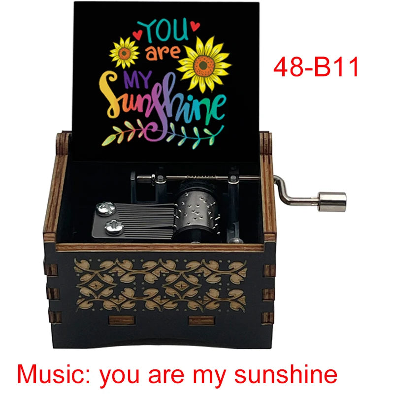 You Are My Sunshine Quote Print Wooden Music Box Birthday Party Favor Gift for Kids