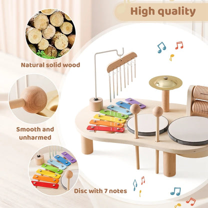 Baby Wooden Montessori Children's Xylophone Music Table Educational Aeolian Bells Musical Toy Newborn Birthday Gift