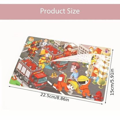 Logic Thinking Wooden Puzzle Game – Animal and Vehicle Cartoon Educational Toy for Kids