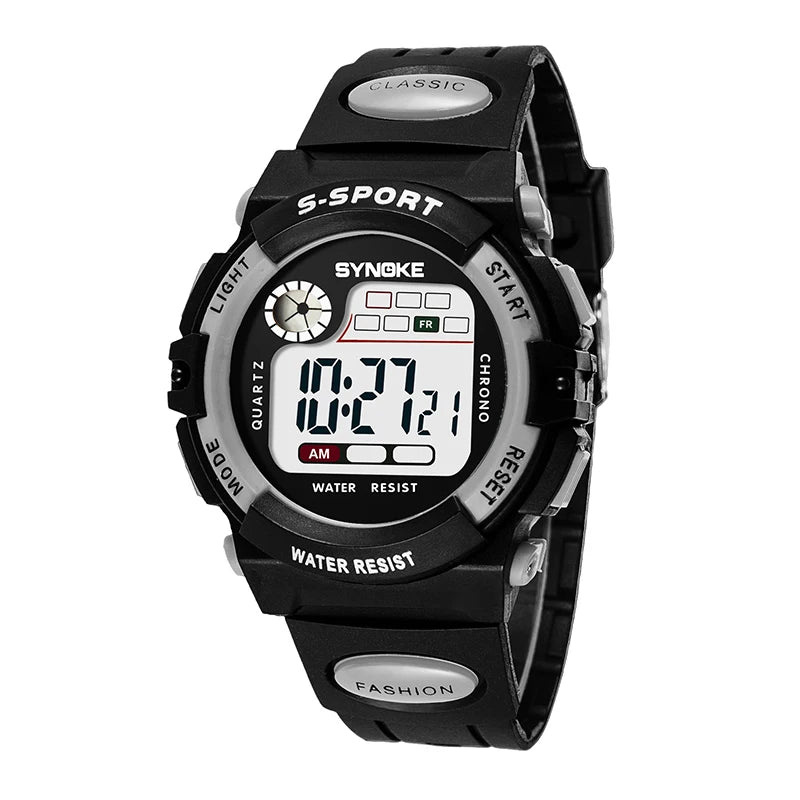 Electronic Children’s Sport Watch Colorful LED Digital Clock 3ATM Waterproof Alarm Wristwatch for Boys and Girls
