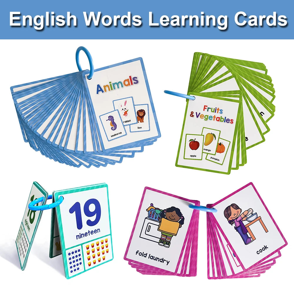 Montessori English Words Learning Flashcards – Early Educational Cards for Kids and Classroom Use
