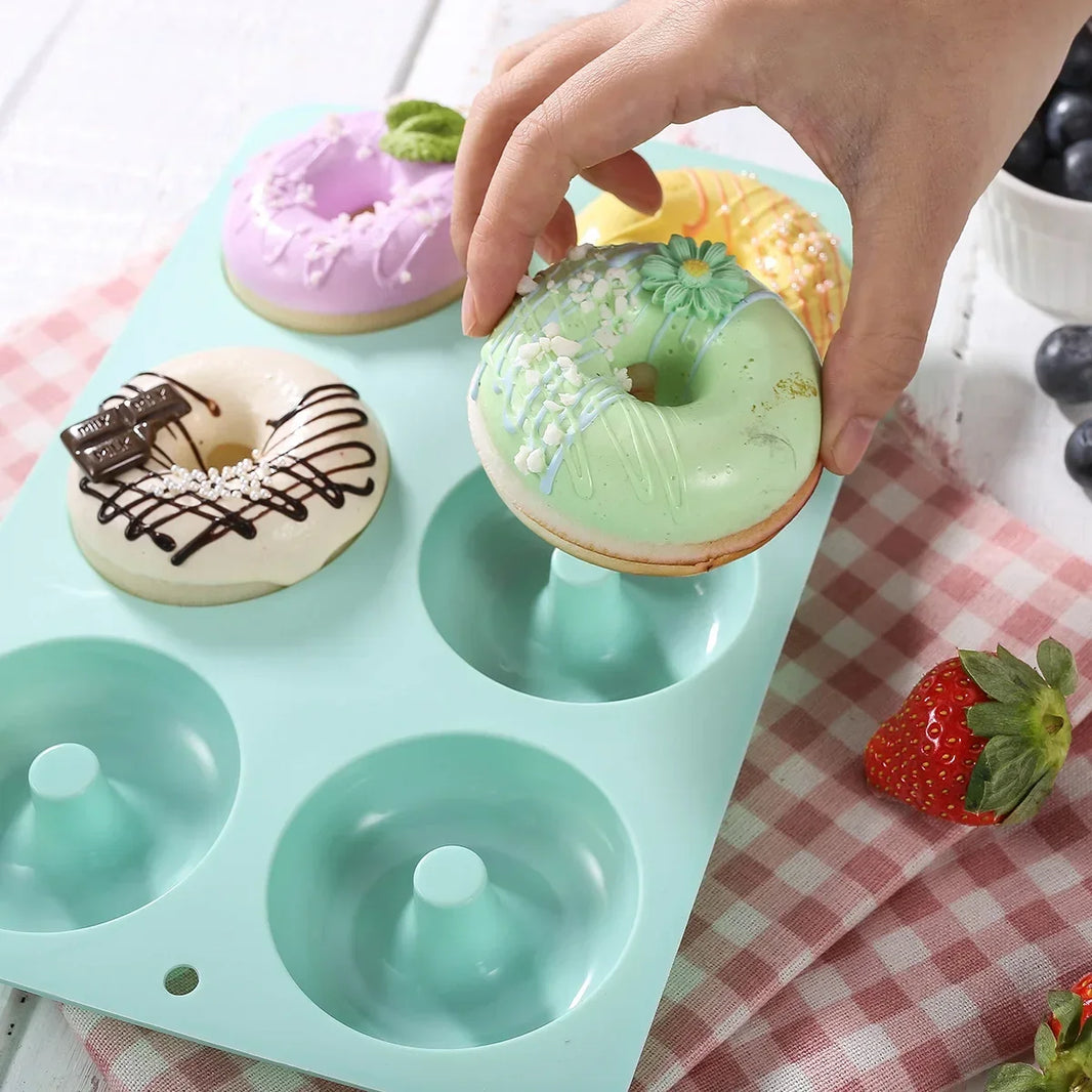 6-Hole Silicone Donut Mold Non-Stick Heat Resistant Baking Pan for Muffins and Pastries