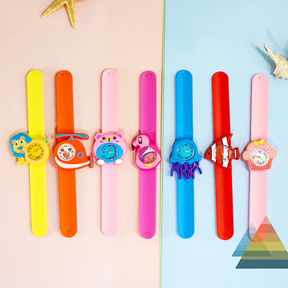 Children’s Cartoon Watch for Ages 2-14 Boys and Girls Soft Silicone Slap Bracelet Student Wristwatch