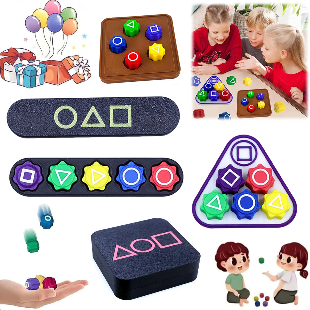 Korean Folk Game Set – Dice Party Game Props, Square, Circle, Triangle, Gonggi Jack Set for Kids, Family Stone Catching Toy