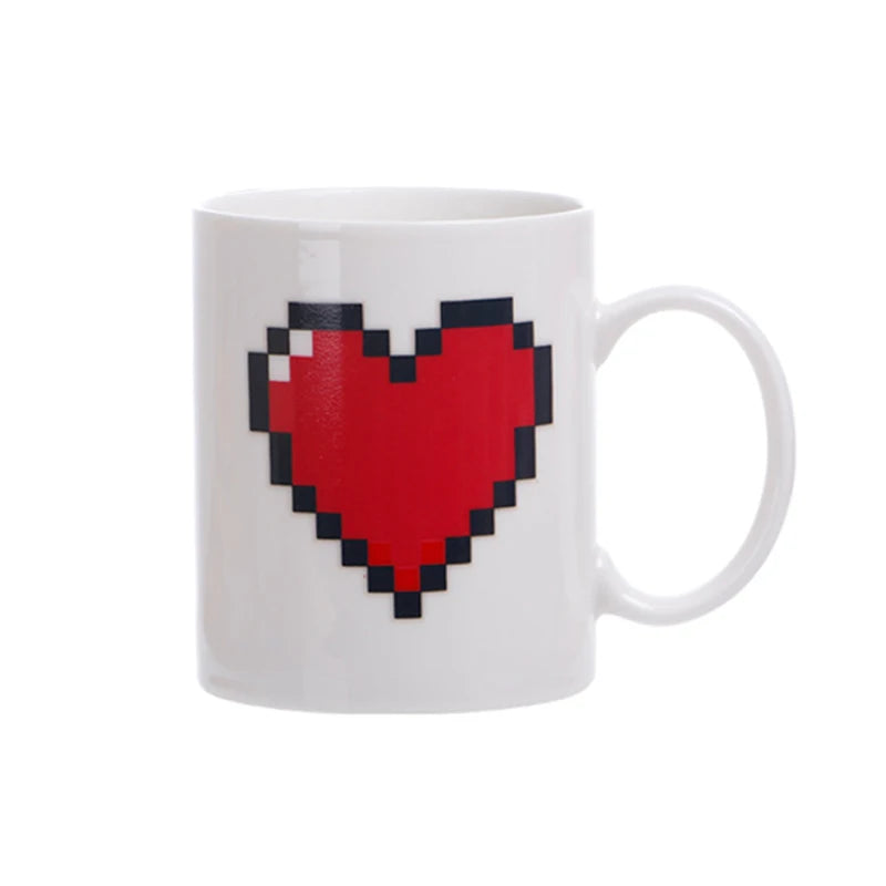 Peach Heart Color-Changing Ceramic Mug – 330ml (11 fl oz) Heat-Sensitive Magic Coffee Cup, Novelty Valentine's Gift