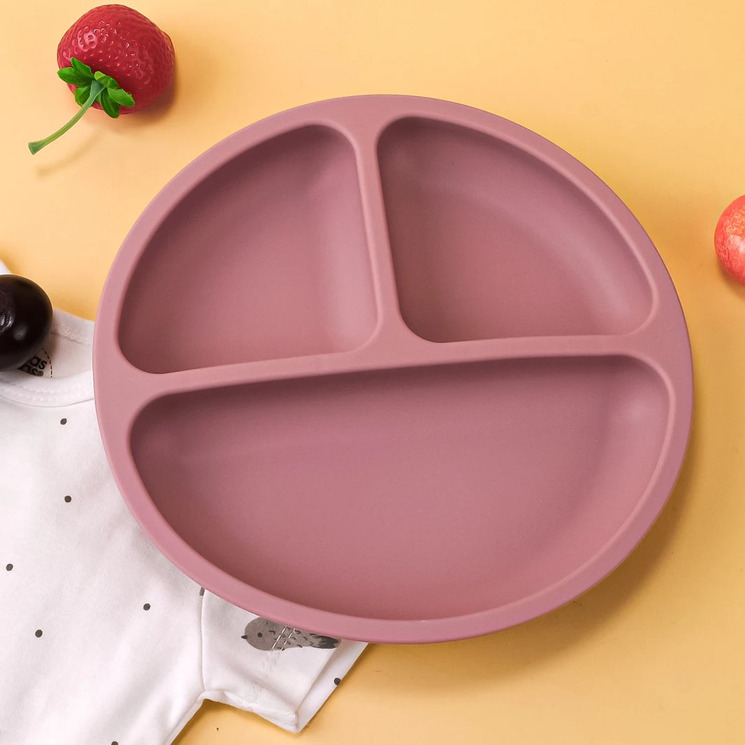 TYRY.HU 100% Silicone Baby Feeding Tray – Compartmentalized Meal Tray with Suction Cup for Secure Attachment to Table