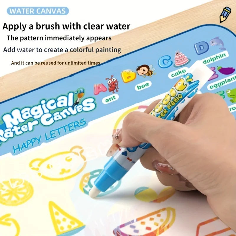 100x80CM Magic Water Drawing Mat – Reusable Doodle and Coloring Board with Magic Pens, Montessori Educational Toy for Kids