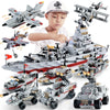 1000+ Piece Military Building Blocks Set – Navy Warships, Planes & Army Vehicles Model Kit for Kids