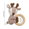 1pc Safety Wooden Baby Teether - Crochet Cartoon Long Ear Bunny Rattler with Mobile Crib Bell | Newborn Teething Toy & Handbell