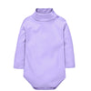 Baby Girl Long Sleeve Bodysuit – 100% Cotton High Collar Jumpsuit (Solid Color, 0-2 Years)
