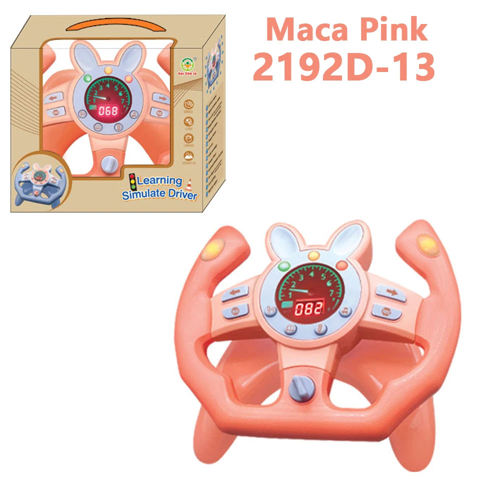 Electric Simulated Driving Steering Controller Portable Wheel Copilot Toy with Light and Sound Educational Gift for Kids