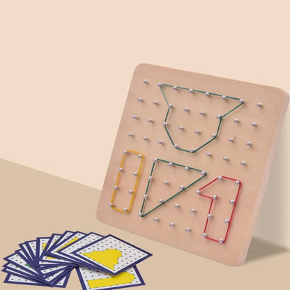 Montessori Baby Creative Toy – Graphic Rubber Tie Nail Boards with Cards for Early Childhood Education and Preschool Learning