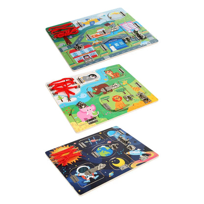 Wooden Activity Board – Basic Skills Learning Toy for Children Ages 2-5