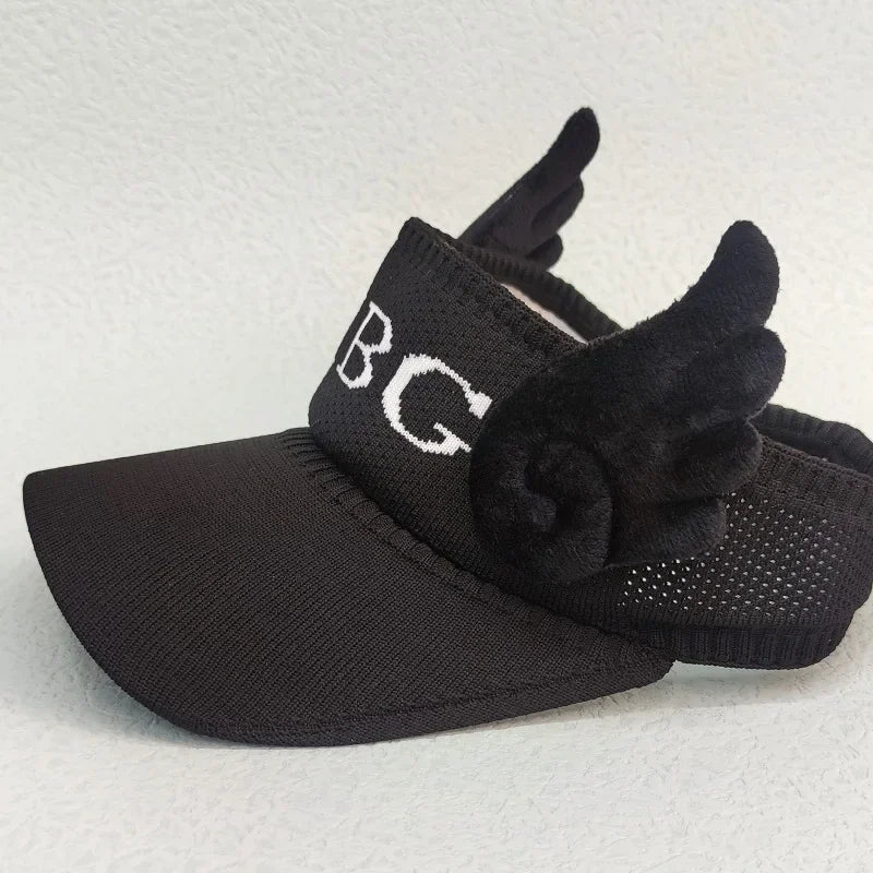 Kids Bunny Ear Sun Hat - Adjustable Rabbit Wings Visor, Cotton-Blend Sun Hat for Boys & Girls (Ages 3-12)