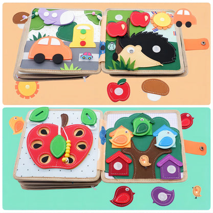 Montessori Busy Book for Kids - Color, Shape, Animal Cognition Early Education Toys, Giraffe Quiet Book, Fine Motor Skills Toys