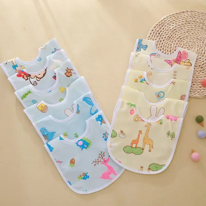 Cotton Baby Bibs | Thickened Waterproof & Absorbent Feeding Bibs | Cartoon Pattern Burp Cloths for Baby Protection - Kidzy Market