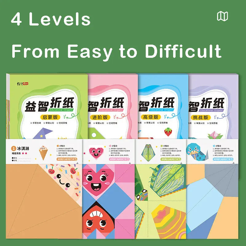 Origami Kit for Kids with 60 Projects – Double-Sided Practice Papers and Instructional Book, 4 Skill Levels, Gift for Ages 4+ Girls