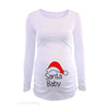 Pregnant Woman Christmas Long Sleeve T-Shirt | Santa Baby Print | Side Ruched Maternity Top | Pregnancy Clothes Tee