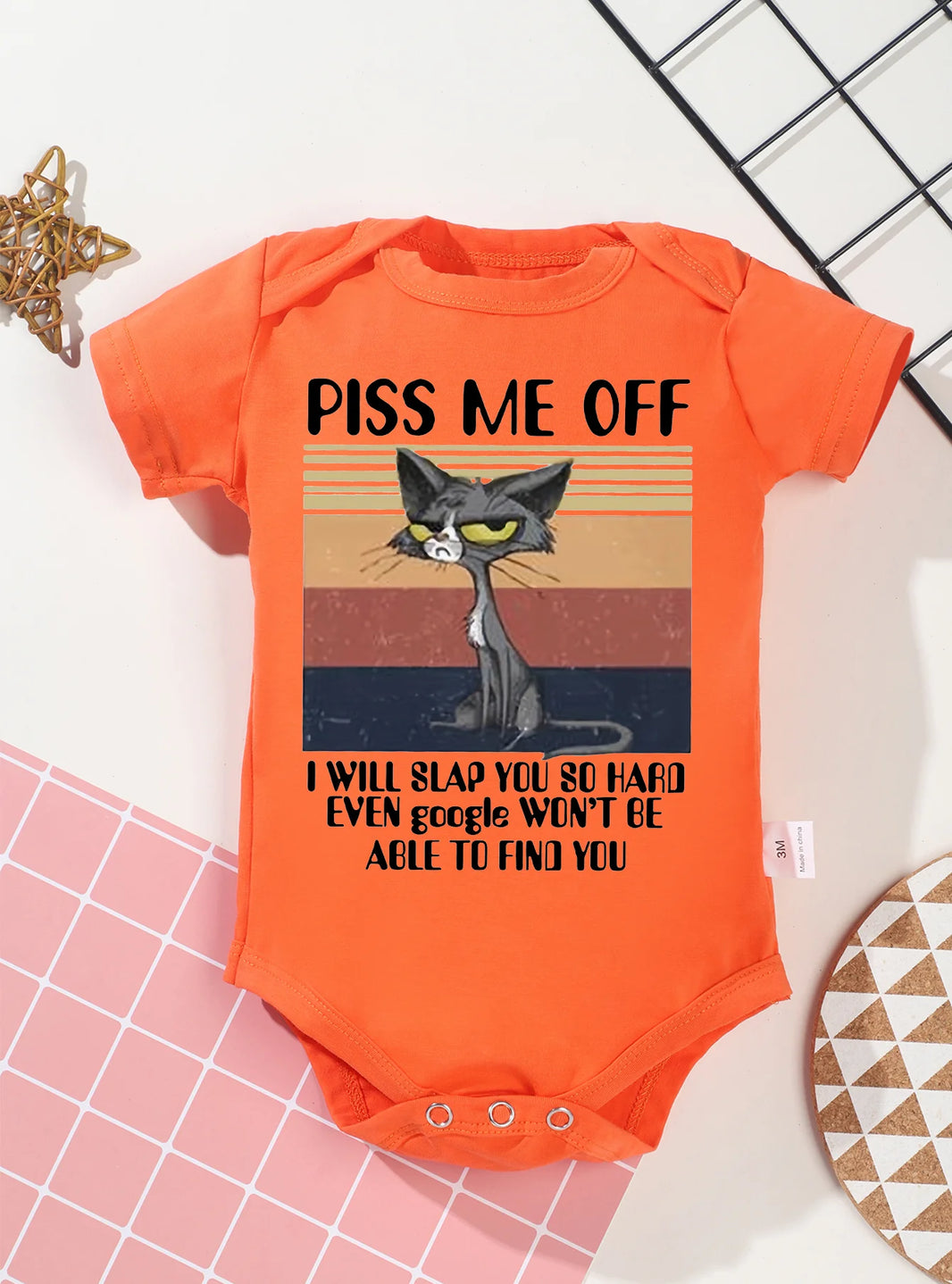 High Quality Infant Bodysuit – "Piss Me Off" Cartoon Print Baby Romper Jumpsuit for Newborn Boys & Girls – Comfortable 100% Cotton (0-24M)