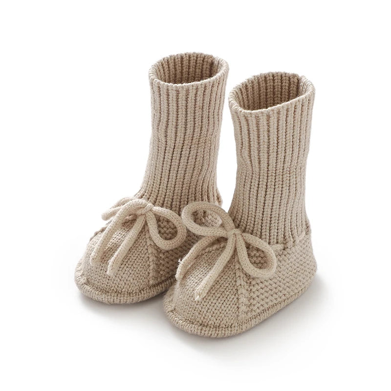 Fashion Infant Baby Boy Socks Shoes Pure Color Anti-Slip Knit Newborn Girls Floor First Walkers Casual Outdoor Booties