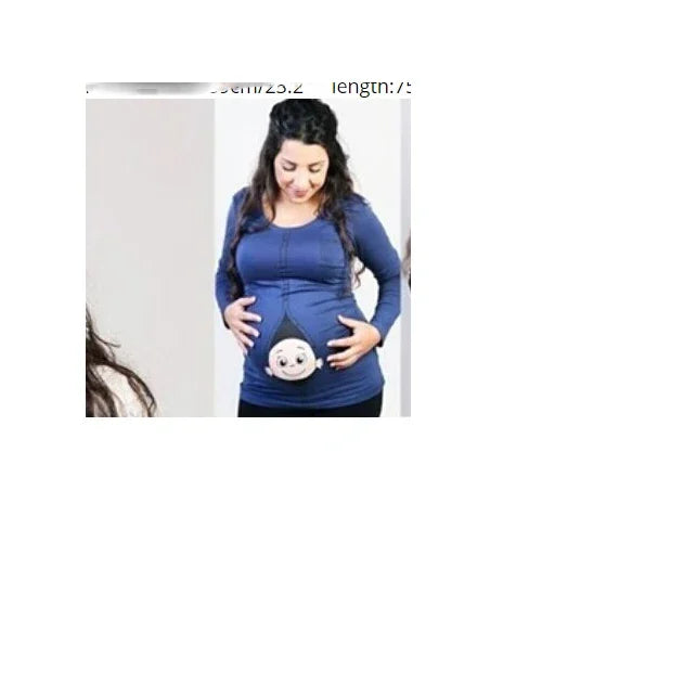 L-4XL Maternity T-Shirts | Funny Cute Baby Peeking Out | Maternity Shirts & Tops for Pregnant Women