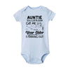 "Auntie, You Gotta Come Get Me" Baby Romper – Funny Letter Print Newborn Bodysuit – Summer Short-Sleeve Infant Clothes (0-1Y)