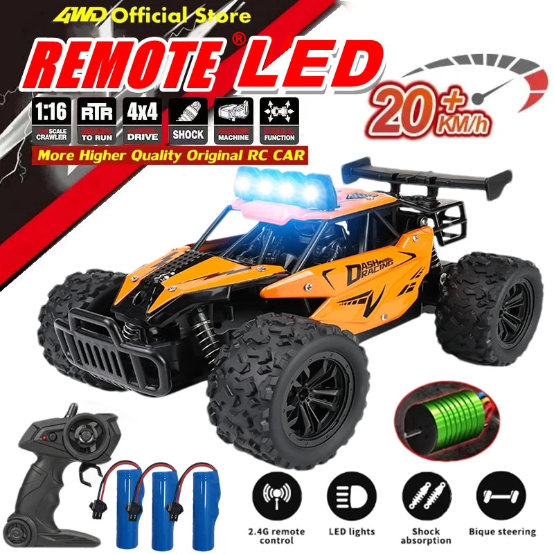 1:16 RC Drift Racing Car Off-Road Alloy Vehicle with 2.4G Remote and LED Lights