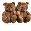 Women's Highland Cow & Teddy Bear Plush Slippers – Soft Indoor Christmas Slip-On, Fits EU 36-41 (26 cm / 10.2 in)