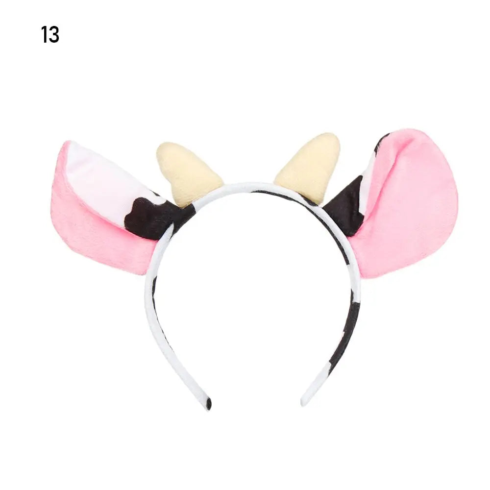 Plush Animal Ears Headband – Cartoon Dog Zebra Tiger Hairband, One Size for Kids & Adults, Cosplay Party Accessory