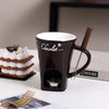130ml (4.4 fl oz) Ceramic Chocolate Fondue Mug with Fork - 4.33in Mini Fondue Pot Candle Warmer for Melting Chocolate, Cheese & Butter