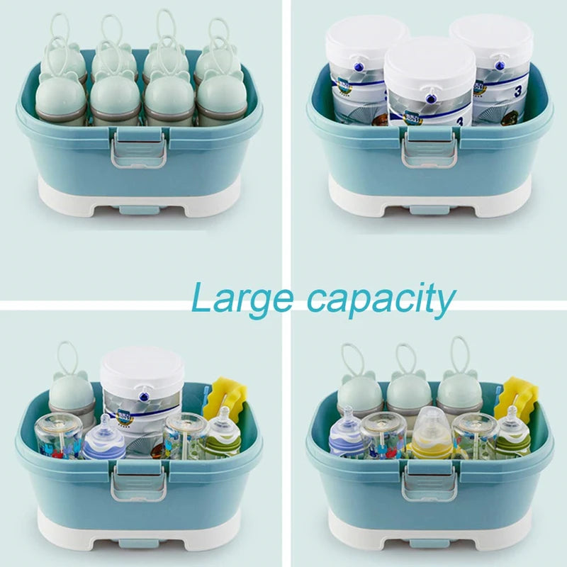 Portable Baby Bottle Drying Rack & Storage Case – Nursing Bottle Organizer for Travel & Kitchen
