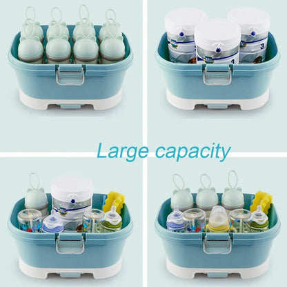 Portable Baby Bottle Drying Rack & Storage Case – Nursing Bottle Organizer for Travel & Kitchen
