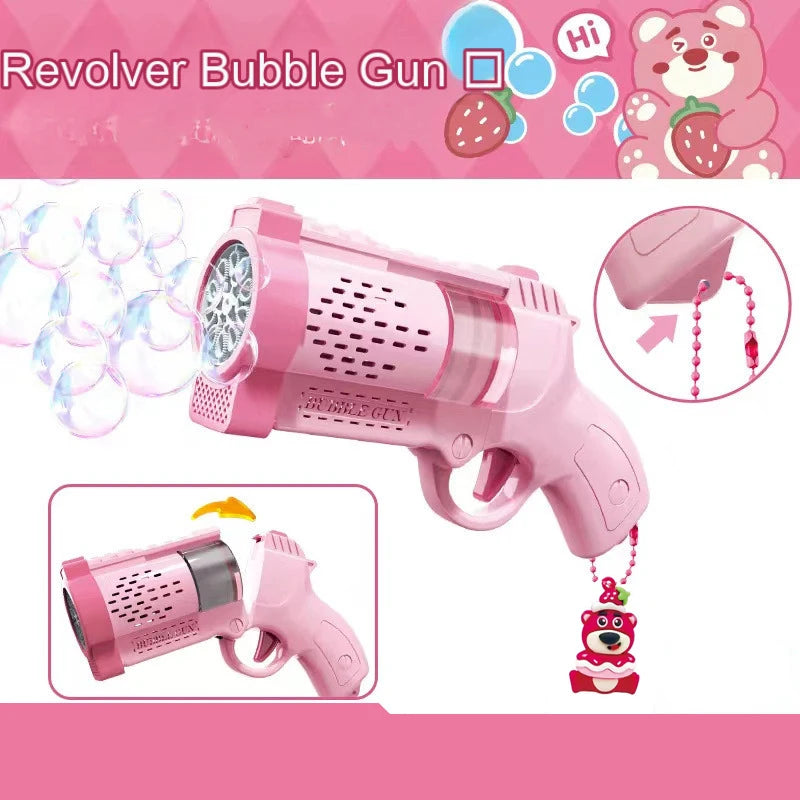MINISO Kuromi Handheld Bubble Gun Rocket Launcher – Automatic LED Bubble Blaster Toy for Kids (Requires 4 AA Batteries, Not Included)