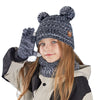 3Pcs Winter Kids Hat Set – Warm Knitted Beanie, Scarf & Gloves for Girls & Boys, Fleece Lining with Pompom, Children’s Cap (4-10 Years)